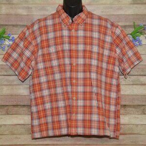Vintage Tommy Hilfiger Orange Plaid Button Down Cotton Short Sleeve Mens XXL